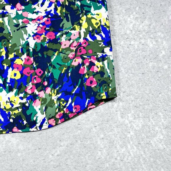 J. Crew Blouse Womens Size 4 Multicolor Floral Abstract Sleeveless with V Neck - Picture 5 of 11